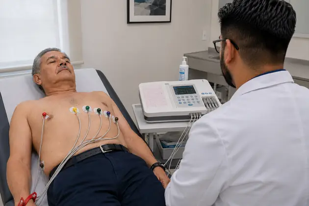 Electrocardiograma realizado en la consulta cardiológica del Dr. Contreras Reyes en Providencia